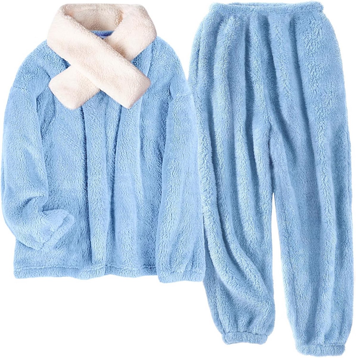 Zachte Fleece Winterpyjama met Sjaal voor Dames - Comfortabele Slaap- en Loungewear - Geschikt voor Kerstmis en Koude Dagen