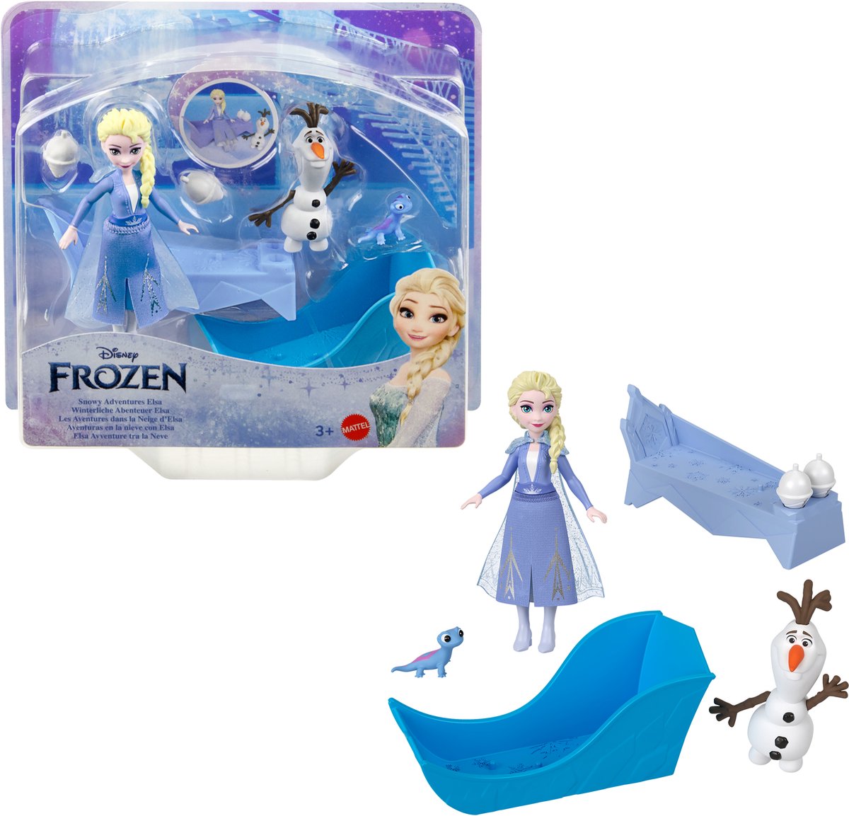Disney Frozen Snowy Adventures Elsa, Kleine pop, Vrouw, 3 jaar, Meisjes, 165,1 mm, 125 g
