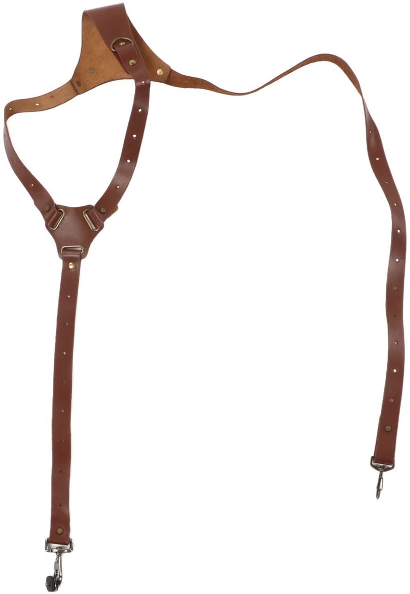 SLR-camerariem, krasbestendig leren vintage camera-schouderriem, kliksluiting, handsfree-functie voor buiten (rechterschouderriem)