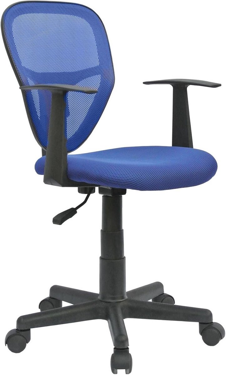 Ergonomische Kinder Swivelstoel - Verstelbare Blauw Kantoorstoel met Armleuningen - Ideaal voor Kinderen tot 80 kg