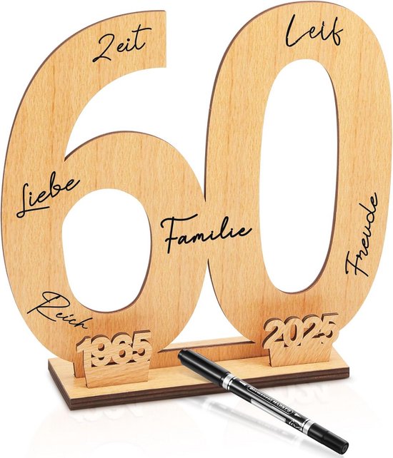 Geldcadeau voor de 60e verjaardag van hout, cadeaukaart