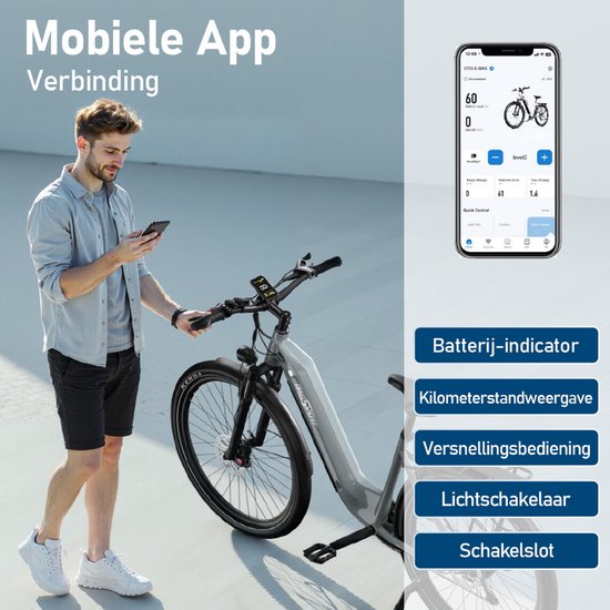 ONESPORT OT05 Elektrische Stadsfiets - Uitneembare 655Wh Accu - Tot 110 km Bereik - 27,5" - Shimano 7-Speed - Hydraulische Remmen - Grijs van ONESPORT — afbeelding 4