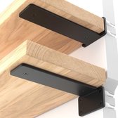 MLOQI 6 stuks Plankdrager Plank Beugel, Zwart Plank Houder van Roestvrij Staal Industriële Planksteun 15 cm