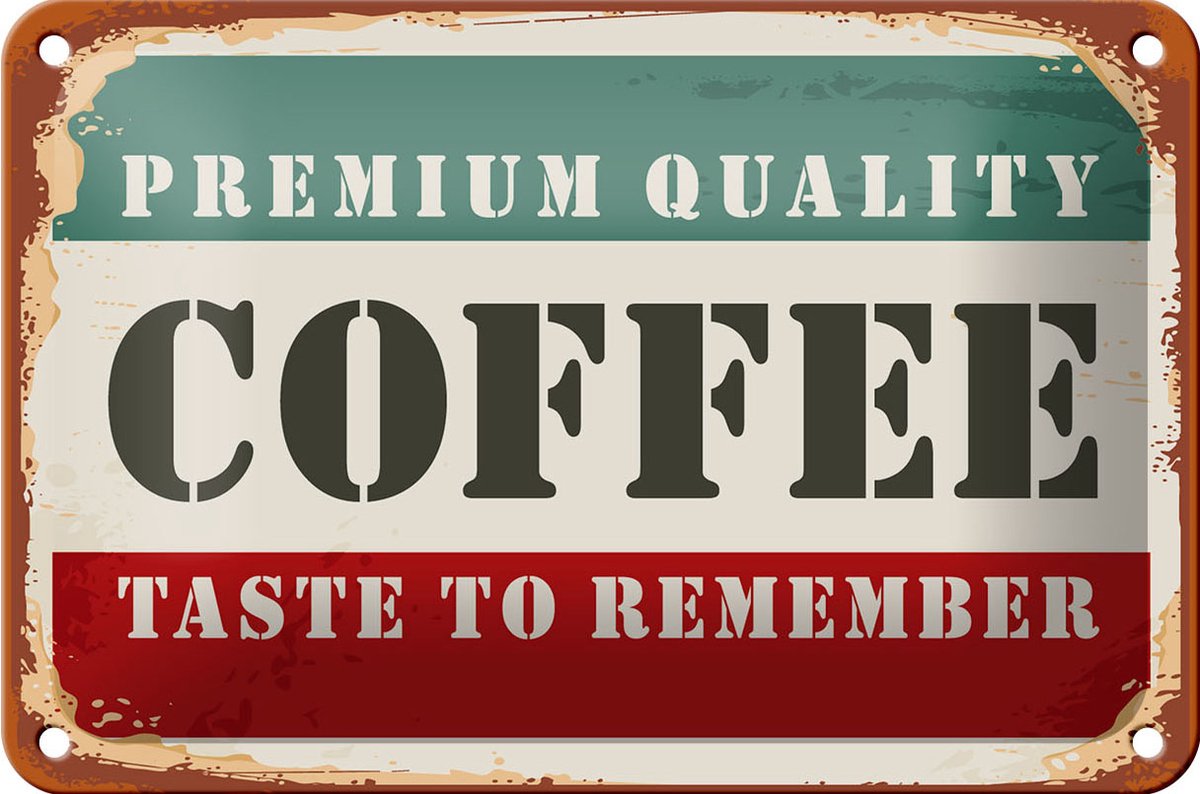 Blechschild Retro 18x12cm Premium Quality Coffee Kaffee