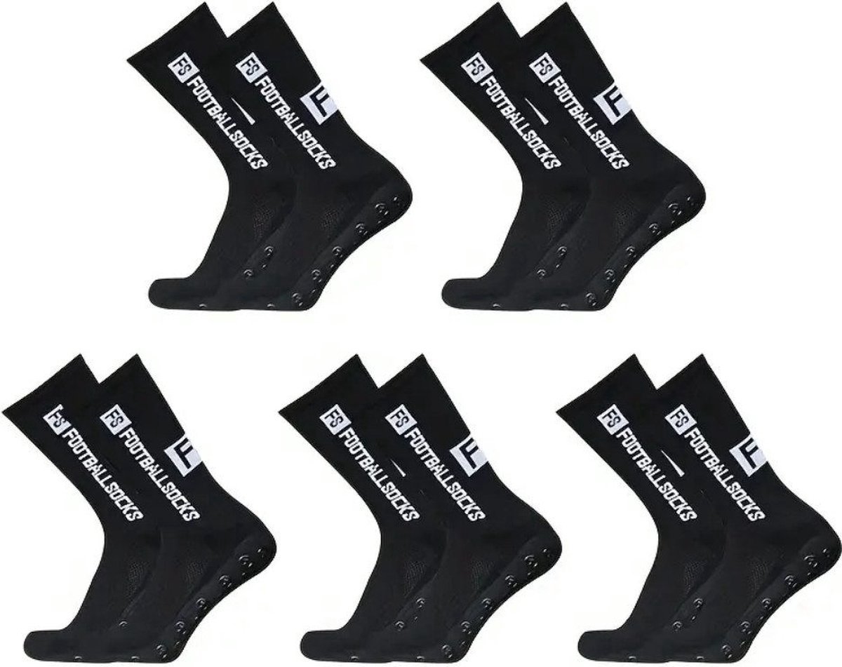 Gripsokken voetbal - Sportsokken - Basketbal sokken - Antislip sokken - voor Heren, Dames, Voetbal, Basketbal, Hardlopen - Maat 39-46 Tennissokken - Zwart - 5Paar - Fitness