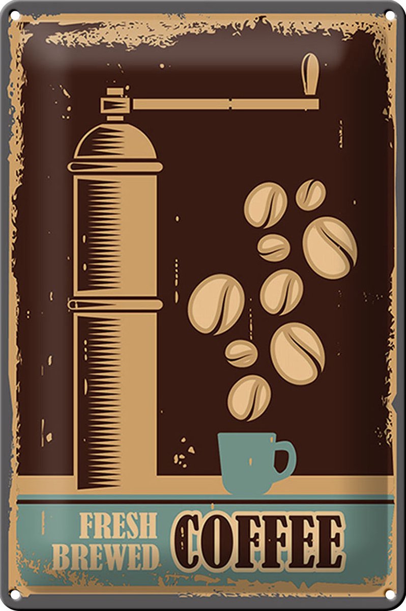 Blechschild Retro 20x30cm Kaffee Coffee fresh brewed
