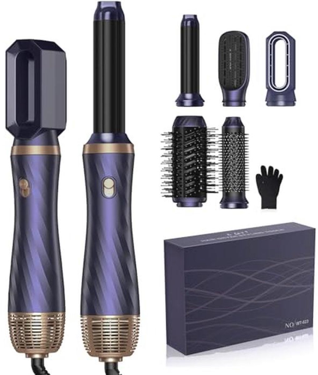 6-in-1 Haarstyler Set - Ronde Borstelföhns, Volume Föhnborstel en Krultang