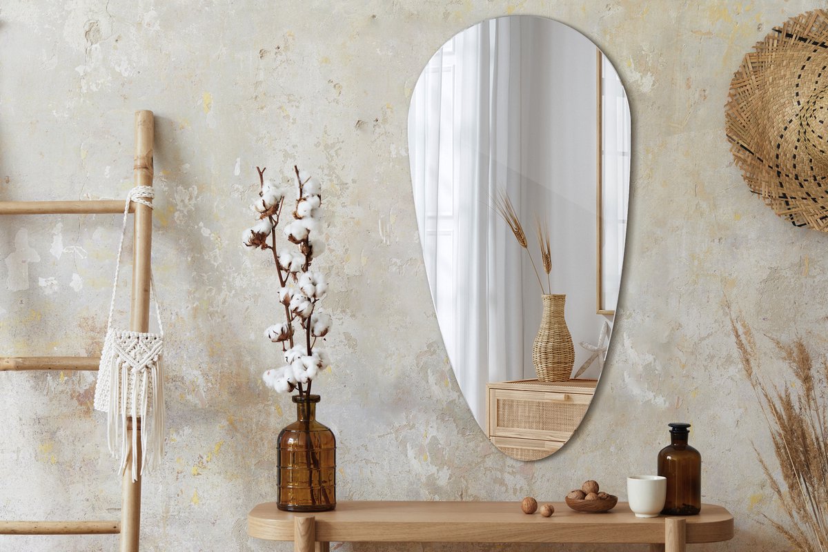Coloray Organische Spiegel - Tear Shape Spiegel - 35 cm x 70 cm - Onregelmatige Wandspiegel - Stijlvolle Asymmetrische Spiegel - Grote Decoratieve Spiegel - Artistieke Spiegel voor Hal - Decoratieve Organische Spiegel