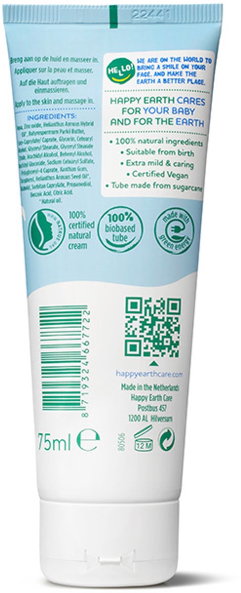 Happy Earth Baby & Kids 100% Natuurlijke Zink Billencrème - Babyverzorging - Met plantaardige huidverzachter - Geschikt voor pasgeborenen - Microplasticvrij - 6 x 75ml - Voordeelverpakking van Merkloos — afbeelding 5
