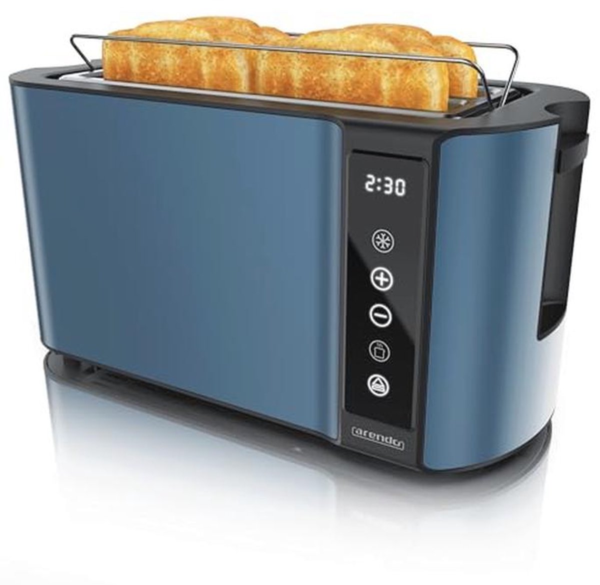 Broodrooster met Lange Sleuf voor 4 Sneden - Touchscreen - Dubbele Wand Behuizing - Geïntegreerd Broodjesopzetstuk - 7 Bruiningsgraden - Automatische Uitschakeling