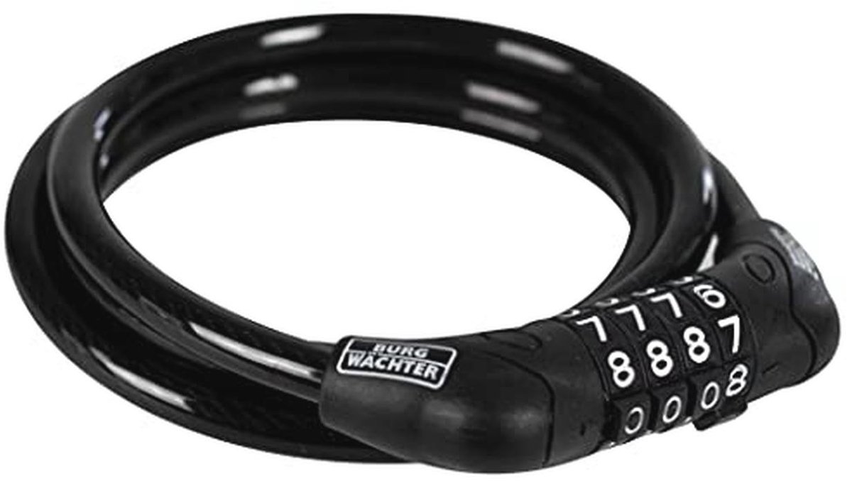 Fietsslot met Cijferslot en Kunststof Omhulsel - Spiralslot 120 cm 8 mm