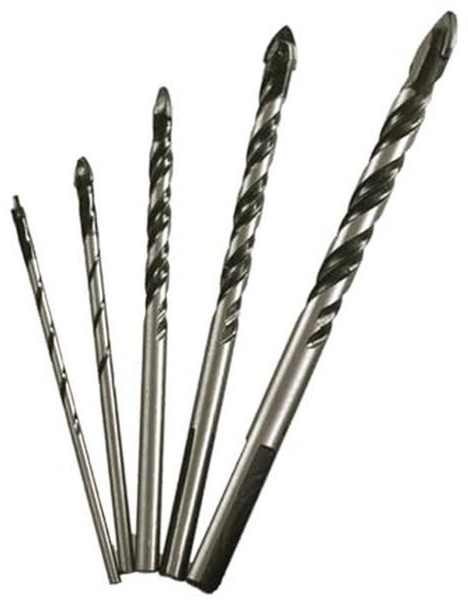 Metselwerkboorset voor Glas, Baksteen, Kunststof en Hout – Set van 5 Stuks met Driehoekige Handgreep