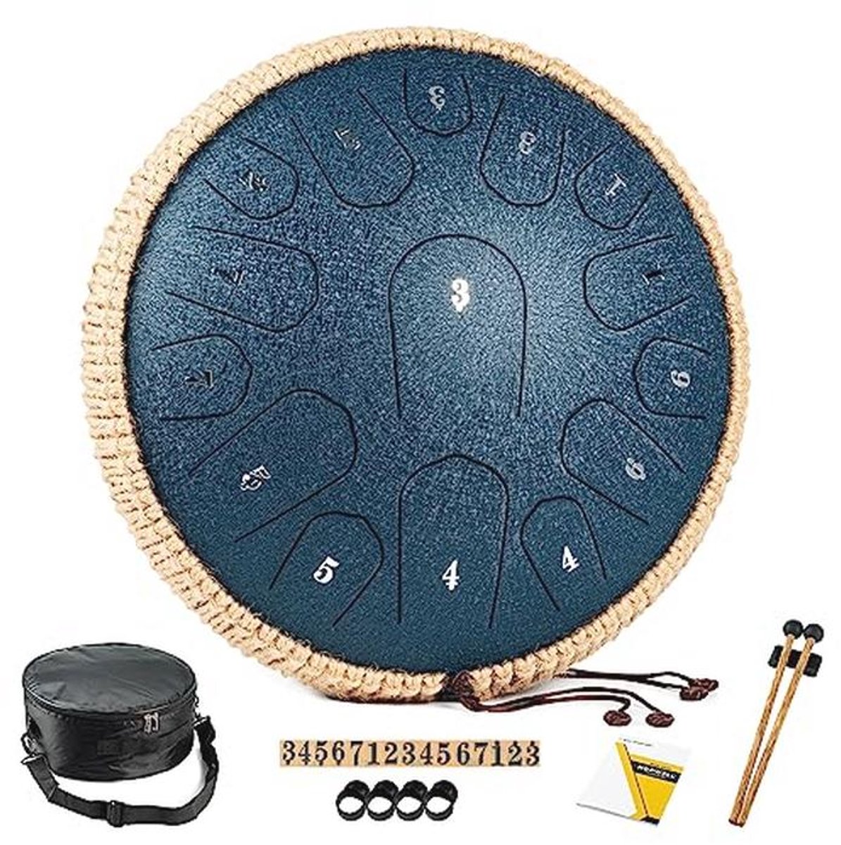 13 Inch Steel Tongue Drum - 15 Notes - D Major Handpan Drum with Accessories