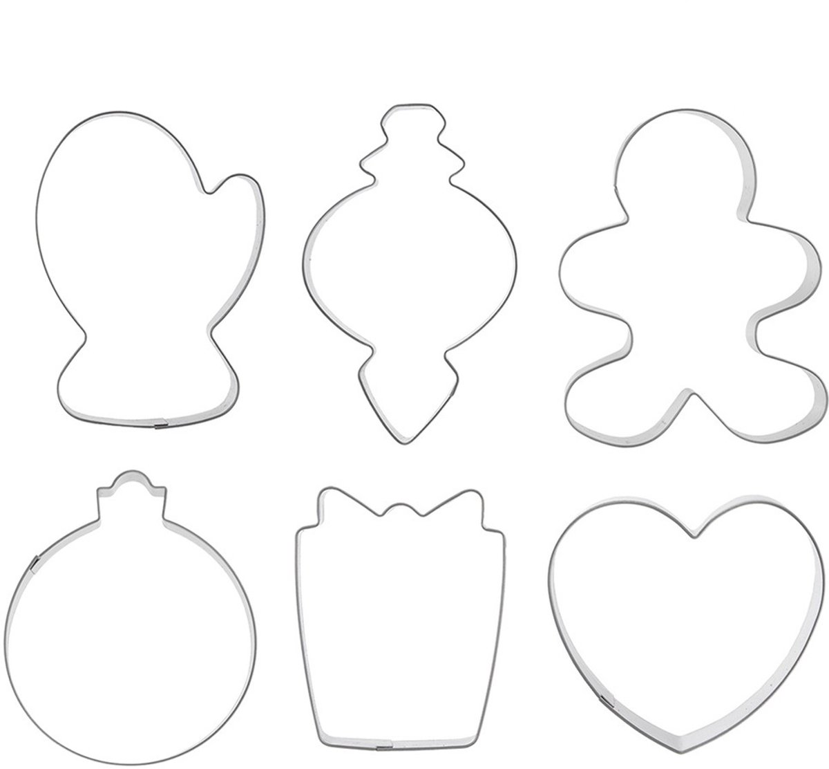 Koekjessnijders Edelstaal 6 stuks - Vormen - Uitsteekvorm - Cookie - Cutter - Uitsteekvormpjes - Koekjes - Bakken - Koekjessnijder