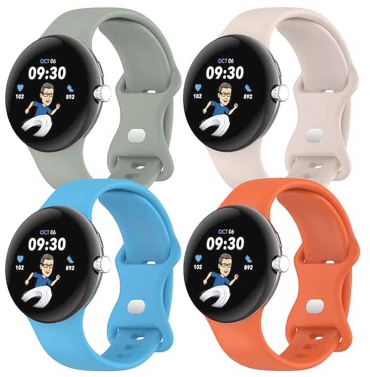 Siliconen Sportband Voor Pixel Watch 45mm/41mm - 4 Pack Waterdichte Armbanden