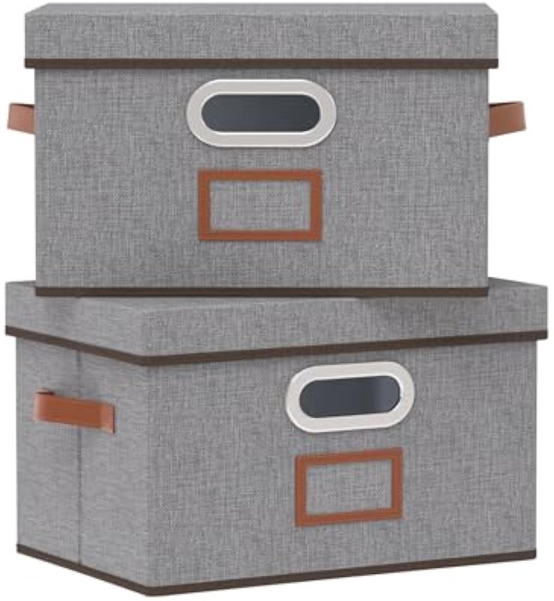 2-Pack Stoffen Opbergdozen met Deksel & Handgreep – 32×23×20 cm – Voor Kleding & Boeken – Grijs