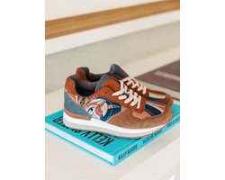 Inkkas Cyprus dames sneaker – comfortabele suède sneaker met bergdesign – aardetinten/turquoise, Maat 40