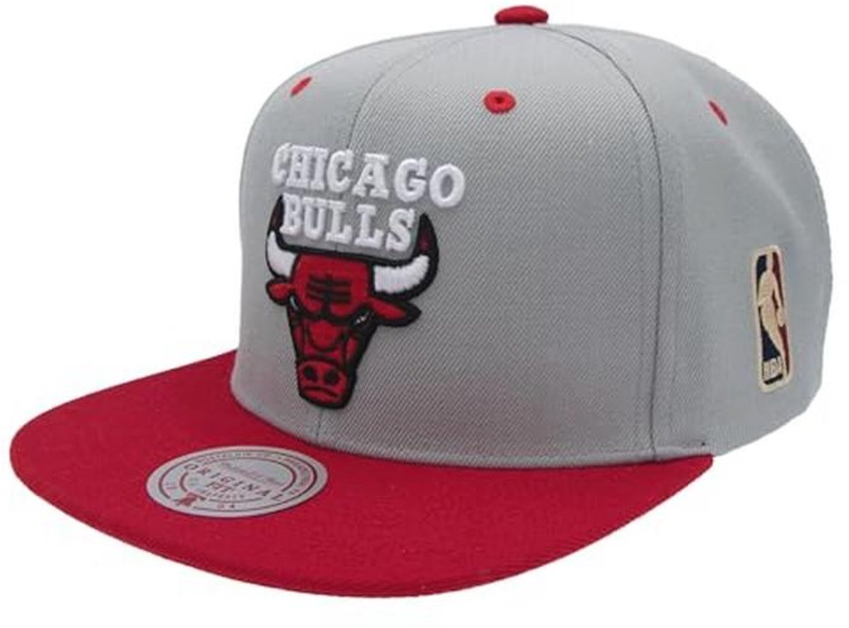 NBA Bulls Snapback Pet - Grijs/Rood, Eén Maat