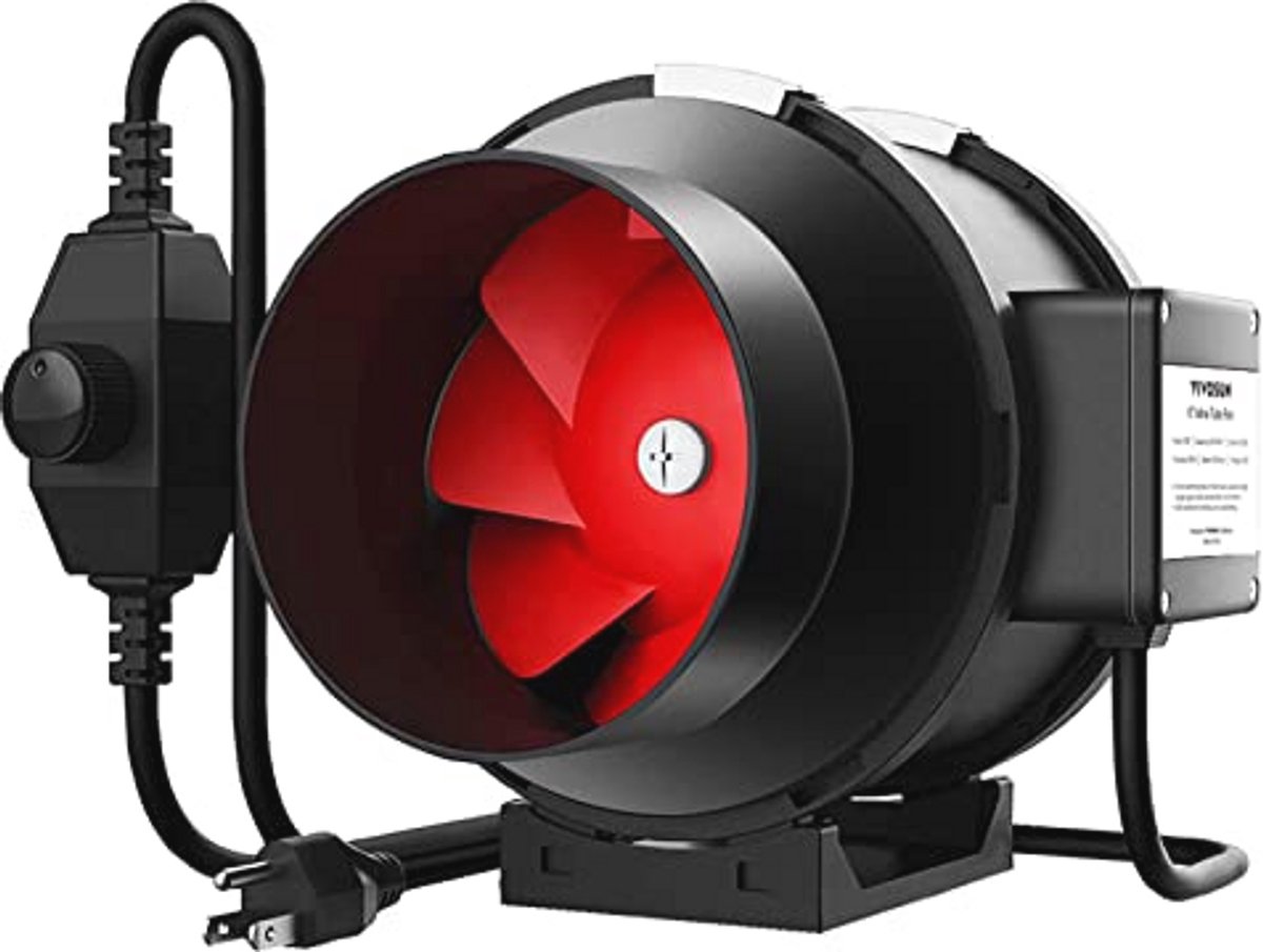 150 mm Inline Kanaalventilator met Snelheidsregelaar - Stille Pijpventilator voor Binnen en Kweekbox