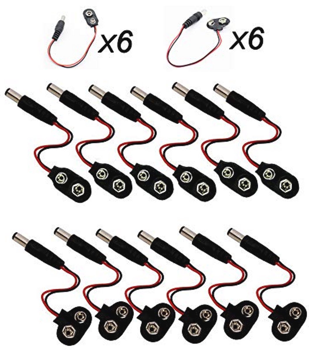 12 Stuks 9V Batterij Clip Connector - T-type en I-type