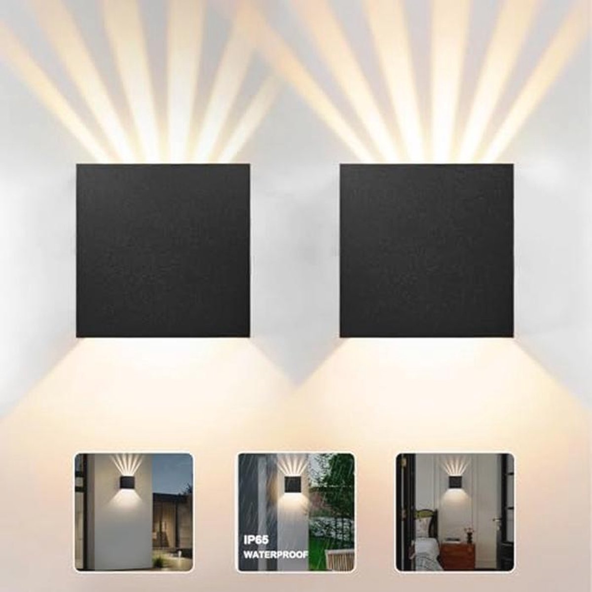 Buitenwandlampen Set van 2 - IP65 Waterdichte LED Wandlampen voor Hal, Pad en Veranda - Warm Wit