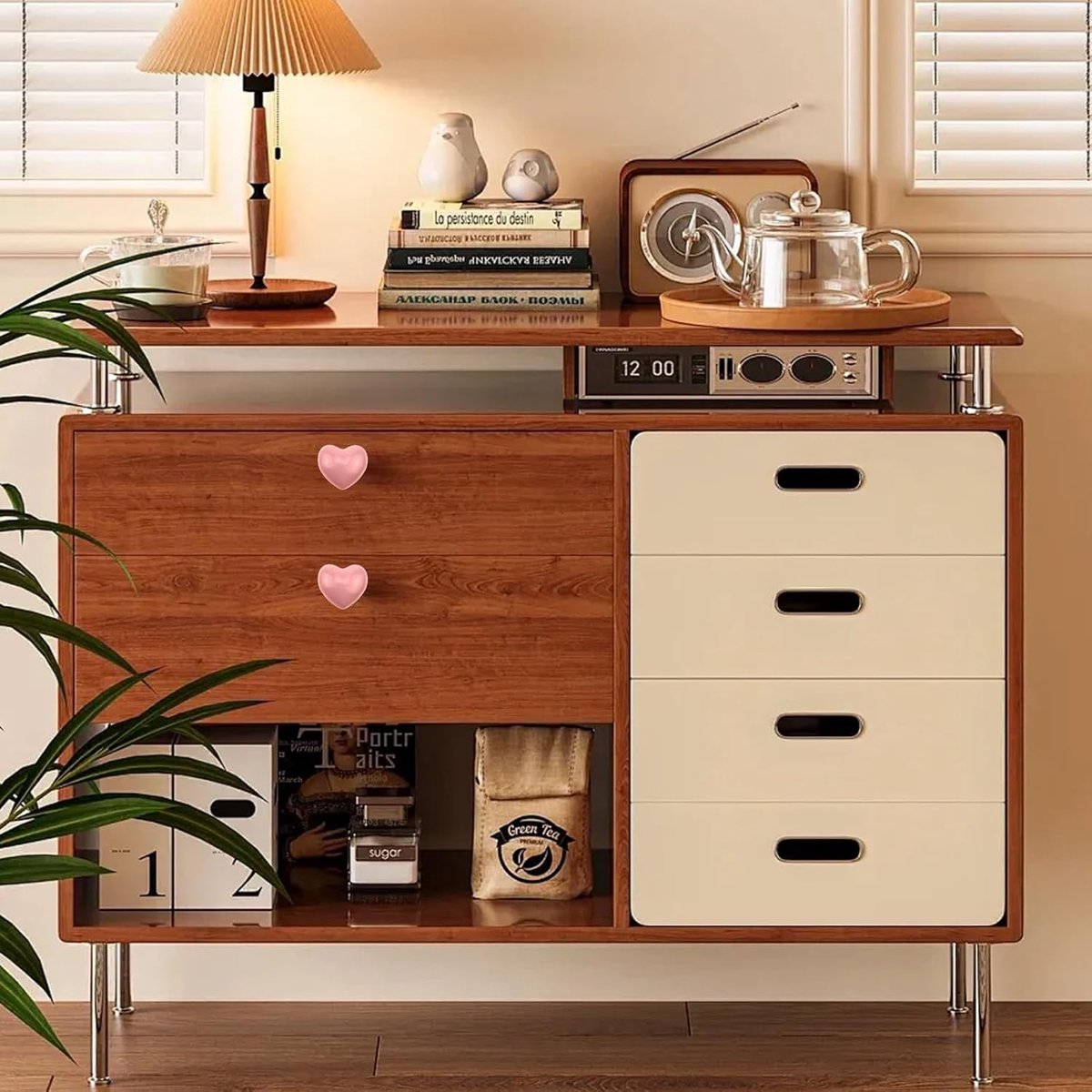 Candala meubelknoppen, hart keramische laden knoppen, roze deurknoppen, schattige handgemaakte decoratieve handgrepen met schroeven voor kinderkamer, laden, kast, kledingkast, boekenkast
