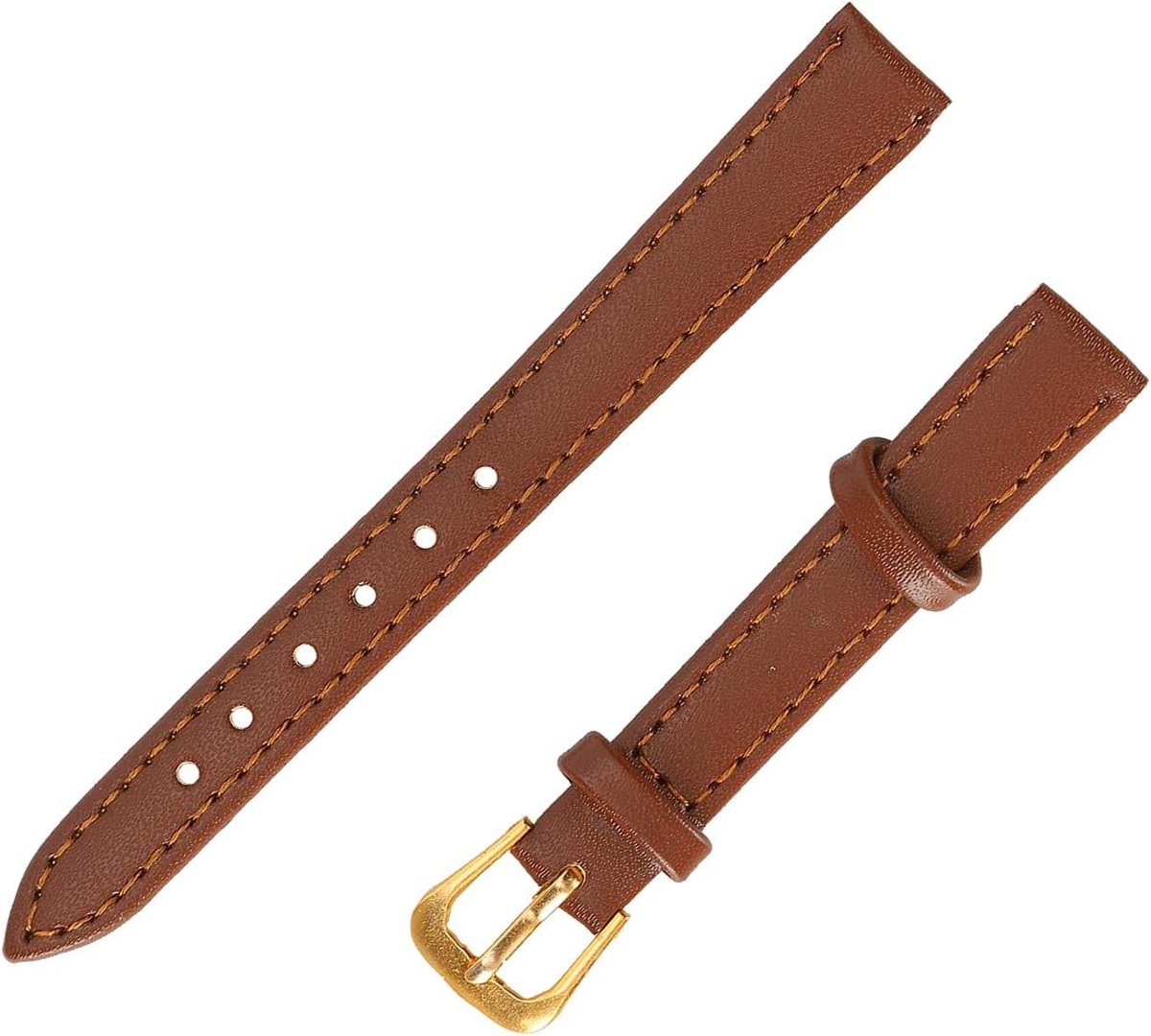 Allecta - Duurzame horlogeband van bruin PU-leer met pinsluiting - Universeel accessoire