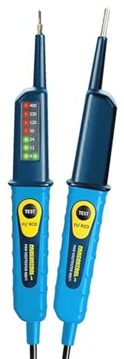 Spanningsmeter met LED-display 6-400V AC/DC en 30mA FI-test