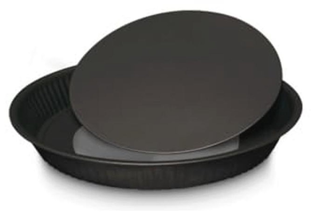 Loose Base Flan Tin 28 cm - Dubbele Antiaanbaklaag - Staal - Zwart