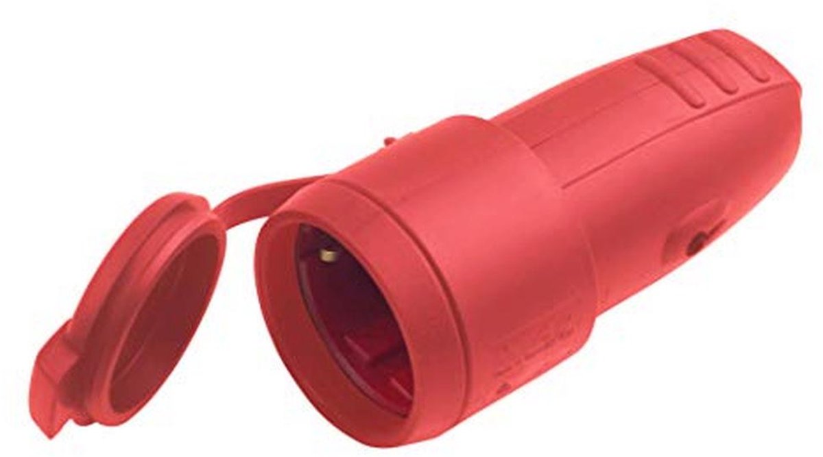 Veiligheidscontactkoppeling rubber/kunststof - 250 V - 16 A - IP44 buiten - Schuko-koppeling met knikbescherming