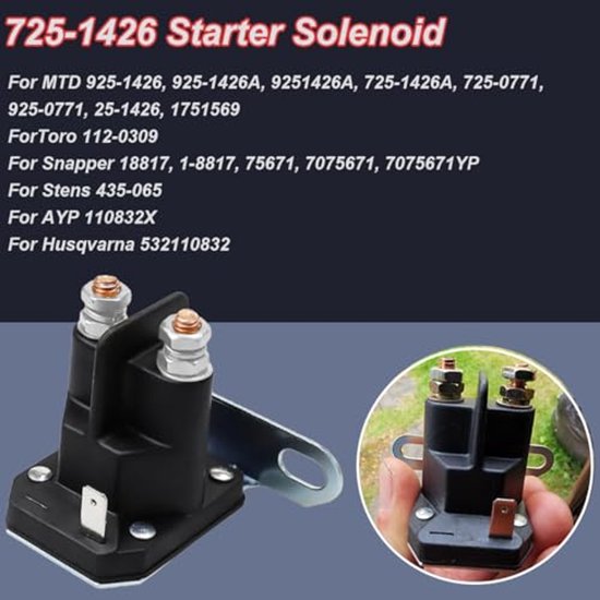 725-1426 Starter Solenoid voor MTD 925-1426 925-1426A 725-1426A 725-0771 925-0771 voor Snapper 18817 75671 voor Toro 112-0309 334009 B 435 0 65 Grasmaaier 12V 80Amp Starter Relais Solenoid — afbeelding 4