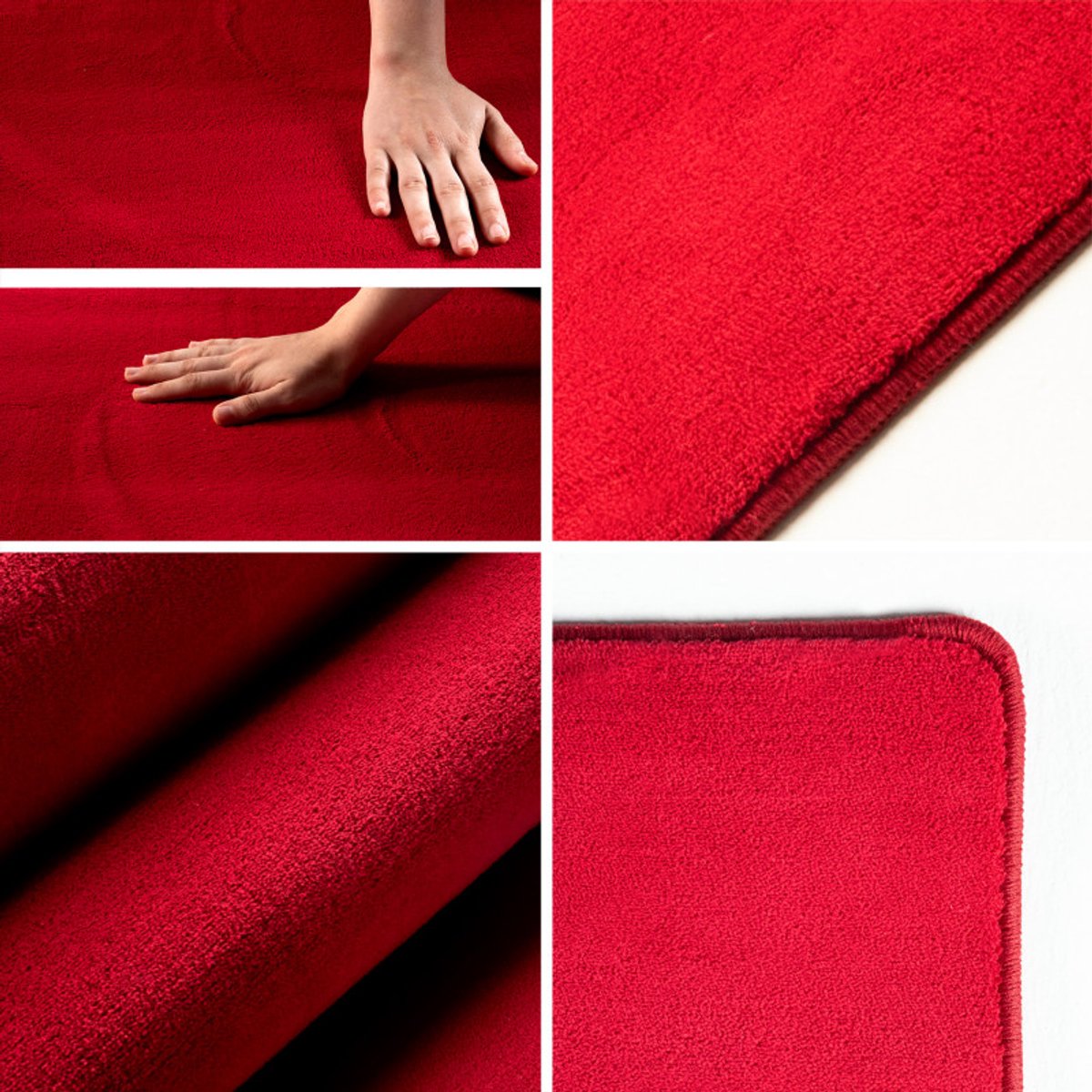 Effen vloerkleed Sky wasbaar 240 x 340 cm Rood tapijt