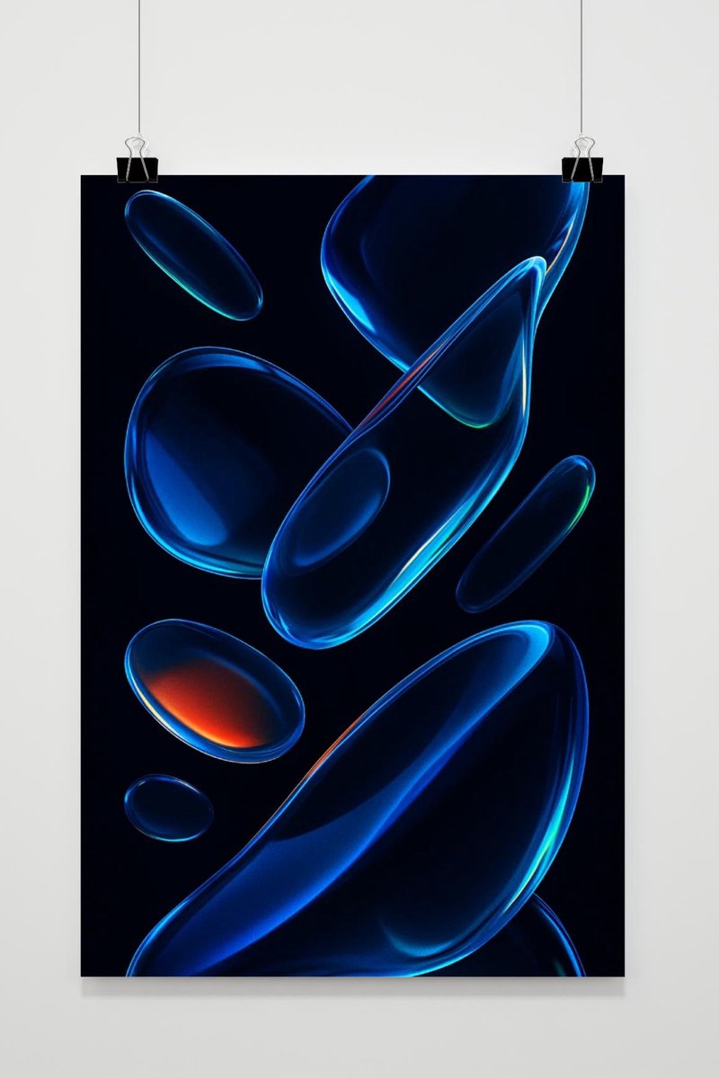 Zwevend Glas Poster - Abstract Posters - Vormen - Neon - Bubbel - Wanddecoratie Kantoor -