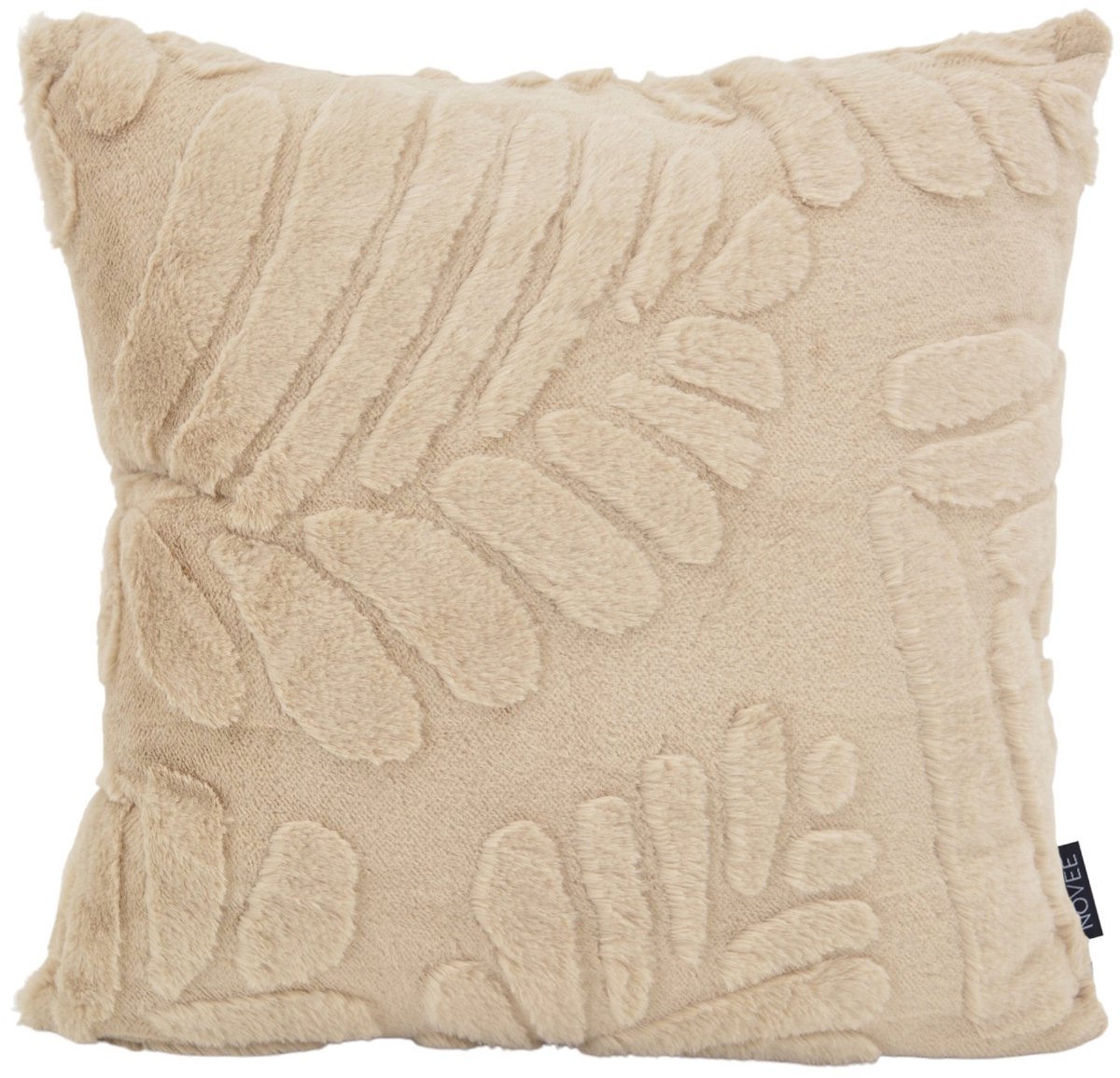 NOVÉE Furry Leaves Beige Kussenhoes | 45 x 45 cm | Velvet/Polyester