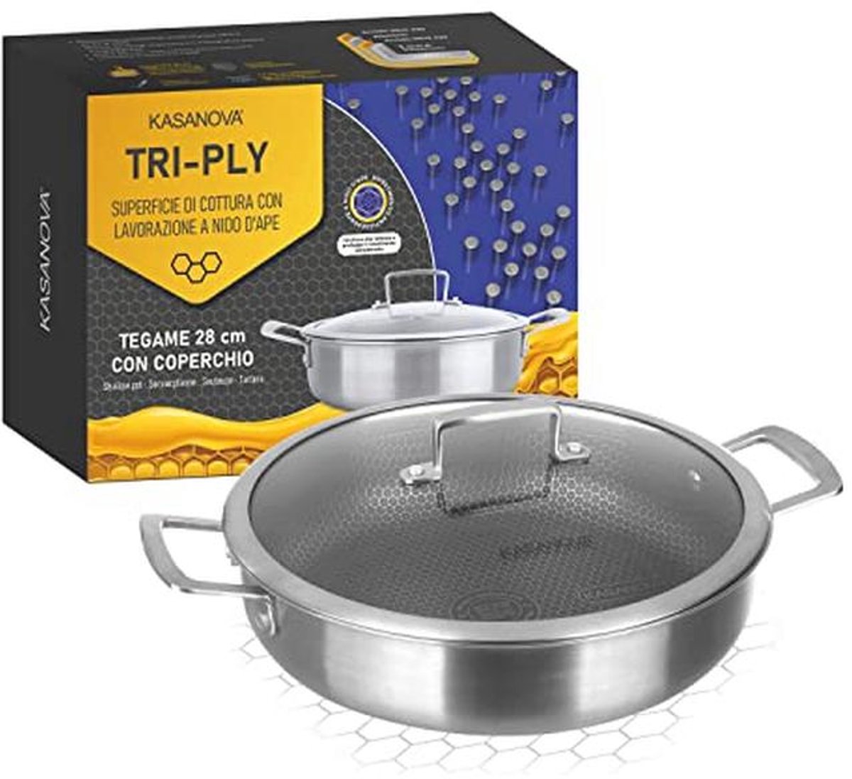 28 cm Pan met Drielaags Deksel - Koken en Bakken