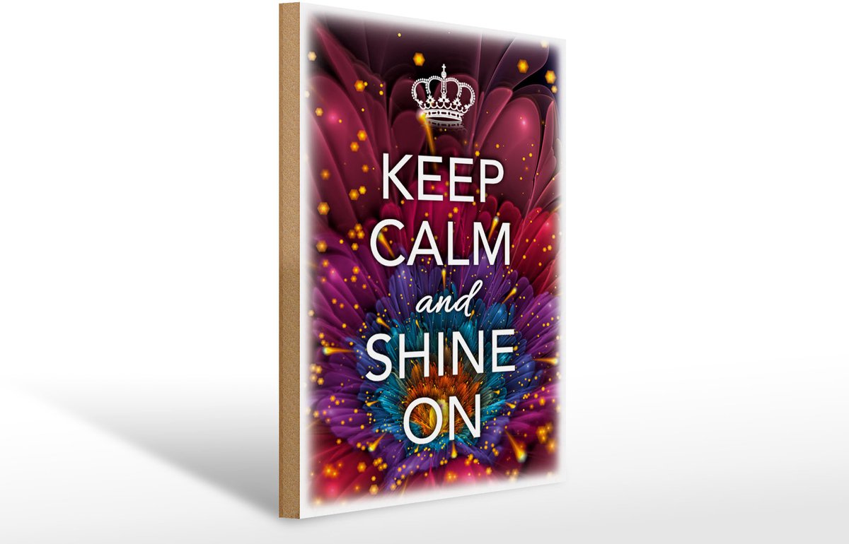 Holzschild Spruch 30x40cm Keep Calm and shine on