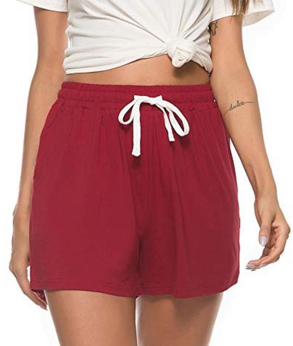 Katoenen Pyjamabroek Dames met Zakken en Trekkoord - Comfortabele Shorts voor Nachtkleding