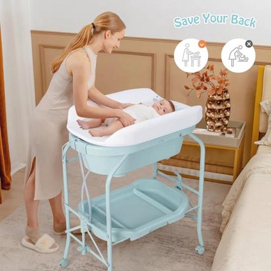 Veranderbank met Bad en Wielen - 2-in-1 Combinatie voor Baby's tot 12 Maanden — afbeelding 5