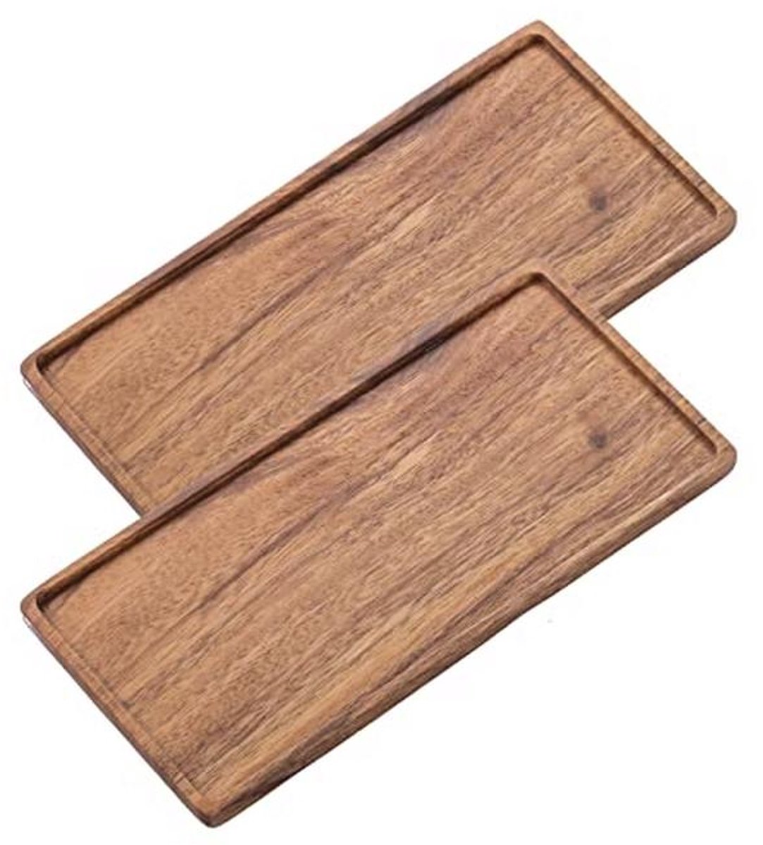 Handgemaakte houten serveerschaal set van 2 - Perfect voor feesten, hapjes en meer