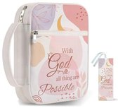Gewatteerde Bijbelhoes Voor Dames – Met Bloemenprint, Handvat, Meerdere Vakken, 29x22x8 Cm, Voor Studiebijbels En Notities