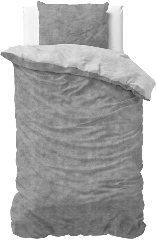Dream Textile Housse de Couette en Flanelle de Luxe Jaelyn Grijs Simple 140x200/220 cm - Super Douce et Merveilleusement Chaude