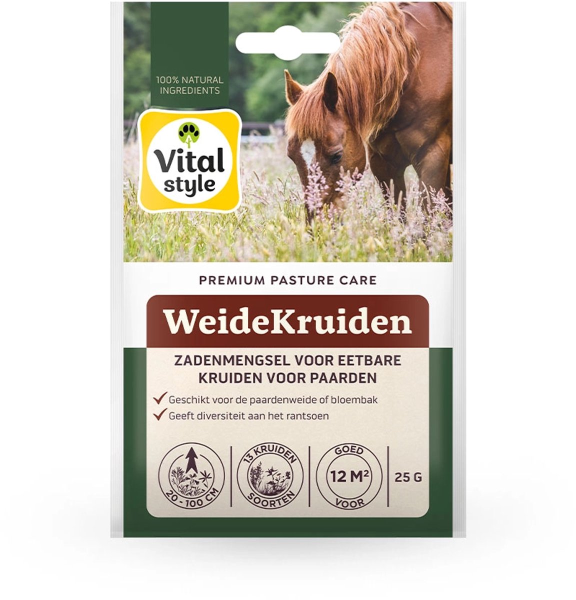 VITALstyle WeideKruiden - Kruidenzaden - Zadenmengsel Met Eetbare Kruiden Voor Paarden - 25 g
