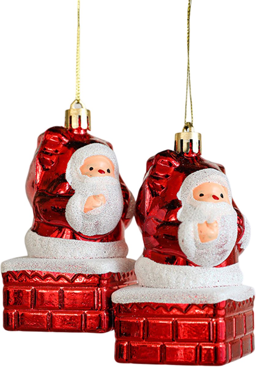 Mmgoqqt 2 Stuks - Klein Hanger - Kerstman Beeldje - Kerstversieringen - Rood-Wit - Standaard Model - Thuisfeest Decoratie Functie