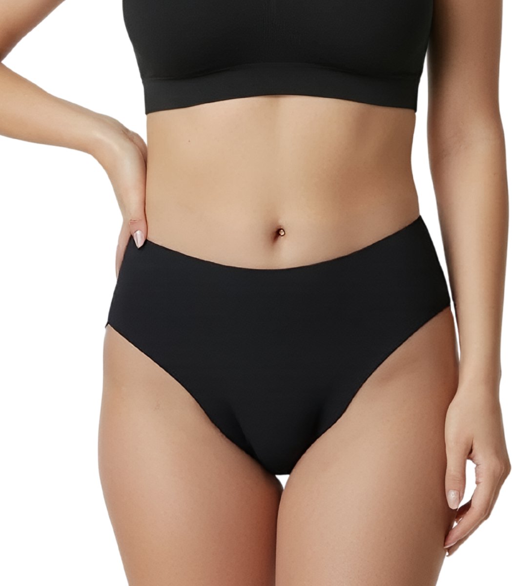 Menstruatie Slip met Kant - Sofie - 4 Laags - Maat S - Zwart - Lekvrij Menstruatie Ondergoed - Period Underwear - Bamboe Dames Ondergoed - Incontinentie Ondergoed - Wasbaar - Herbruikbare Inlegkruisjes - Tampons - Maandverband - Incontinentiebroekjes
