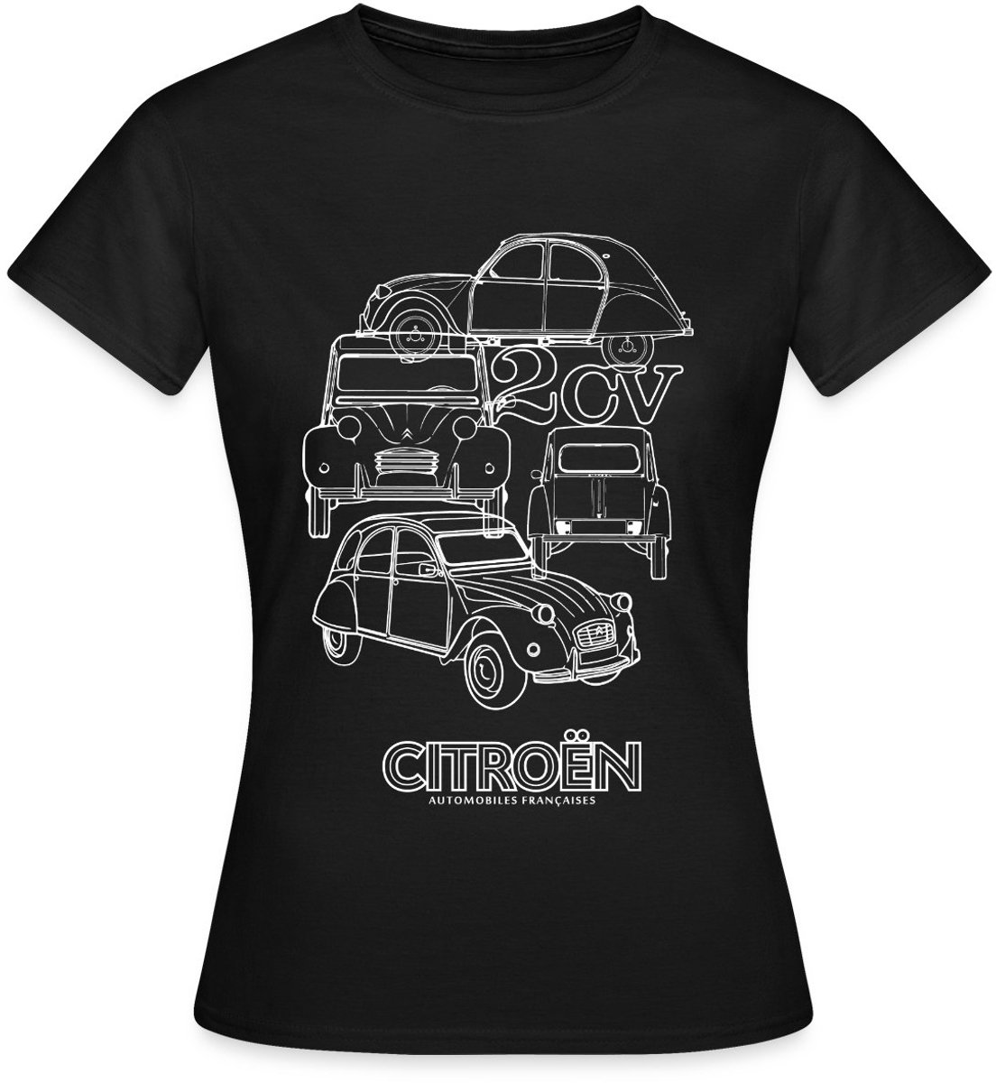 Citroën 2CV Modellen Schetsen T-Shirt Dames