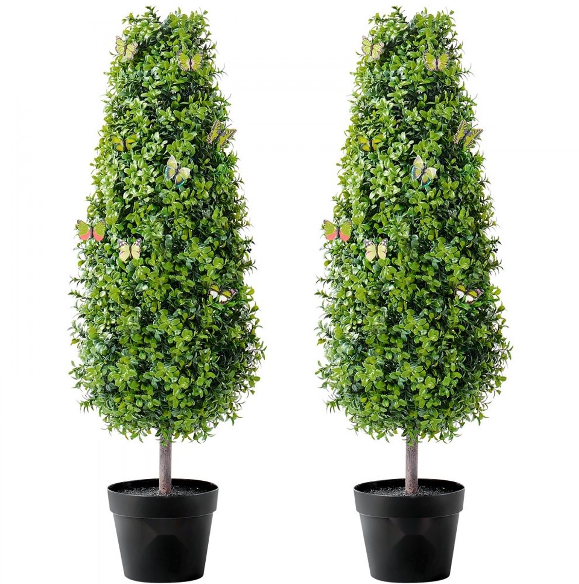 Kunstbuxus Topiary Bomen - Set van 2, 91 cm - UV-bestendig - Met Pot - Extra Bladeren - Kunstplant - Binnen/Buiten - Groen