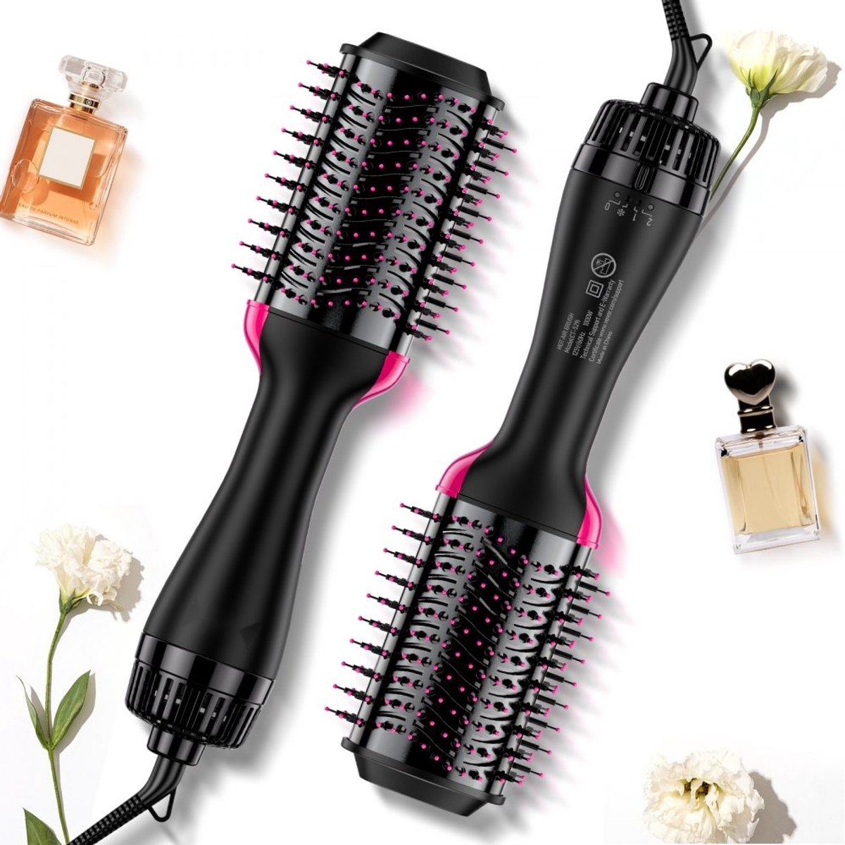 Föhnborstel Airstyler - 4-in-1 Heteluchtborstelset - Ovale Borstelkop 7,5 cm - Keramische Coating - Drie Warmtestanden - Voor Drogen Stijlen En Krullen