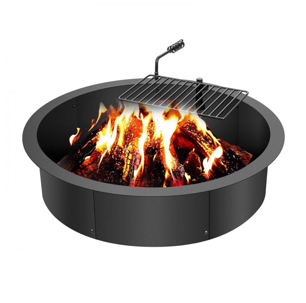 Vuurring - Vuurkorf Inzetstuk met Grillring - Buitendiameter 88,9 cm - Binnendiameter 78,7 cm - Hoogte 21,6 cm - Koolstofstaal - Inbouw of Bovengronds