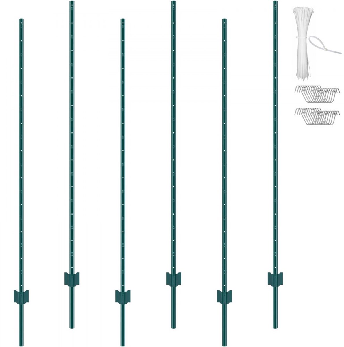 Hekpalen - T-paal set 6 stuks - 1,83 m hoog - Zware stalen uitvoering - Voor tuin, gazon e