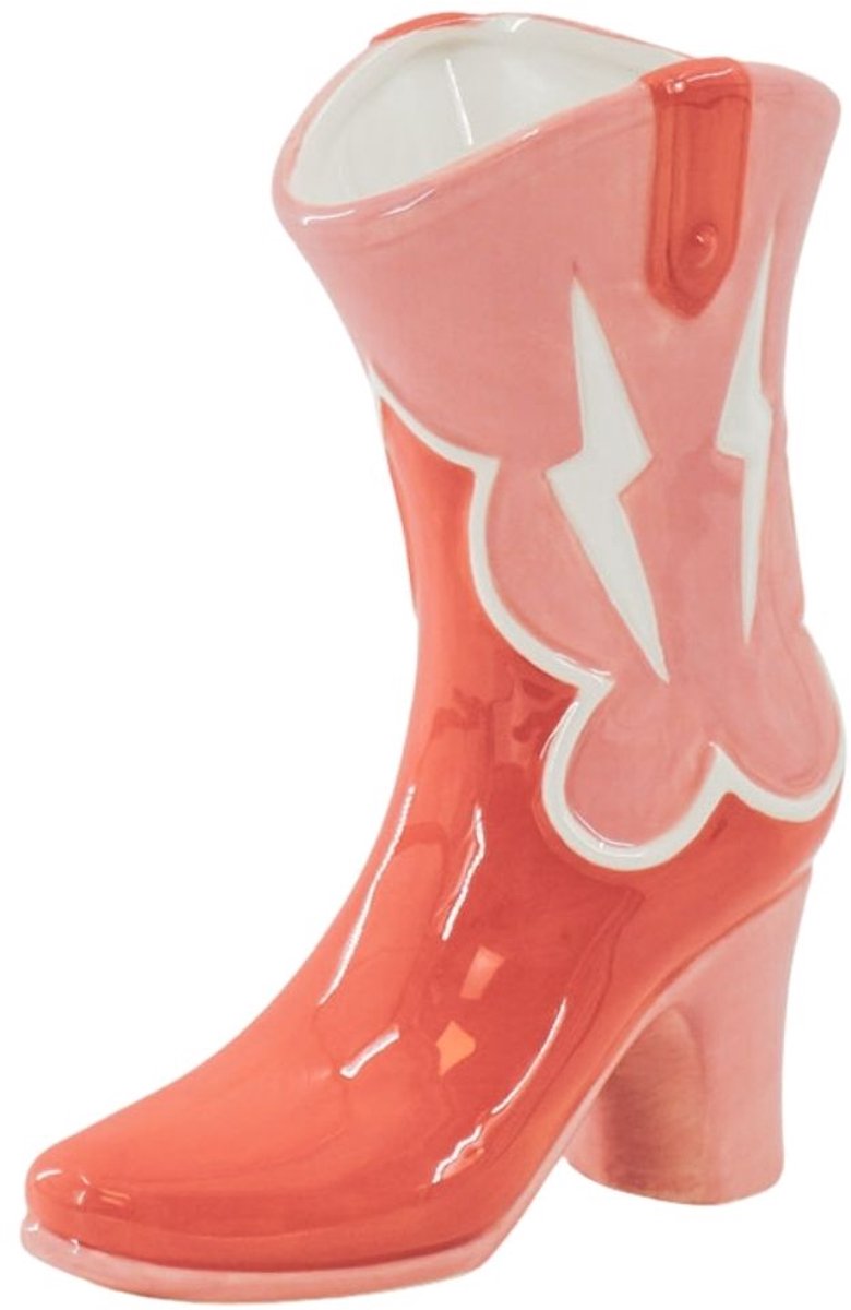 Housevitamin Bloemenvaas- Laars Vaas- Keramiek-Roze/Oranje- 16,5x10.5x26,5cm Roze, Oranje
